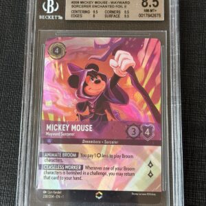 Disney Lorcana EN1 Topolino Stregone Mickey Mouse Wayward Sorcerer Enchanted FOIL #208 BGS 8.5 NM-MT